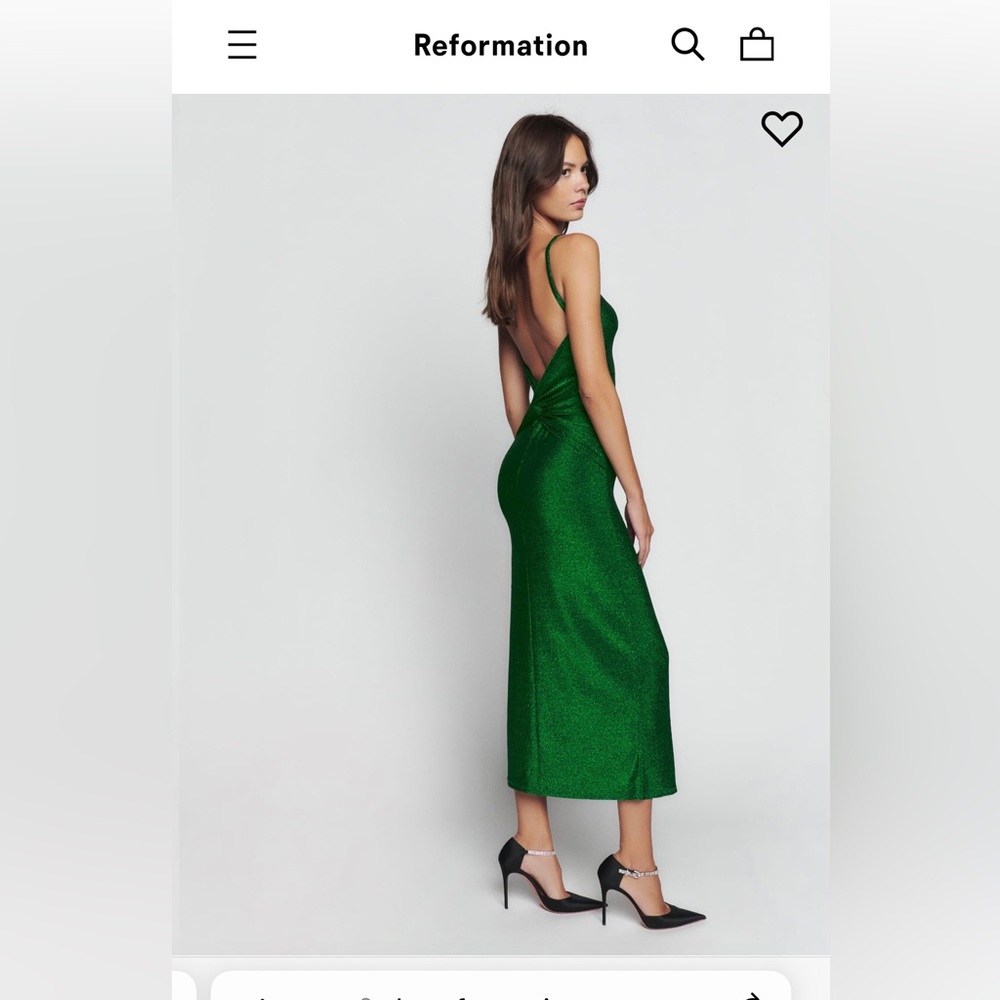 Reformation Emerald Green Midi Dress - Picture 2 of 8